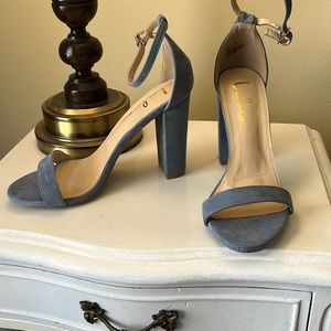 Dusty blue lulus suede block heels